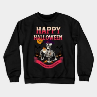 Halloween skeleton drinking coffee Crewneck Sweatshirt